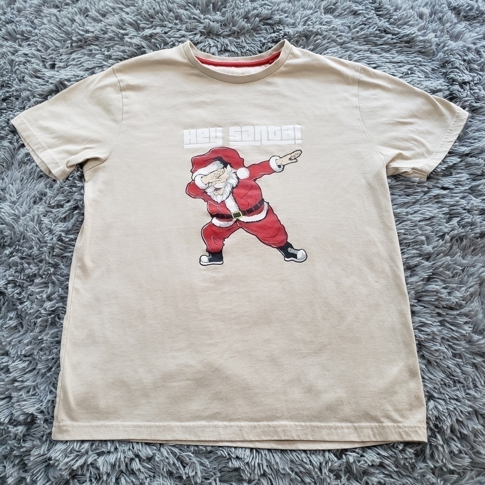 MEN'S Large Hey Santa dabbing Santa tee